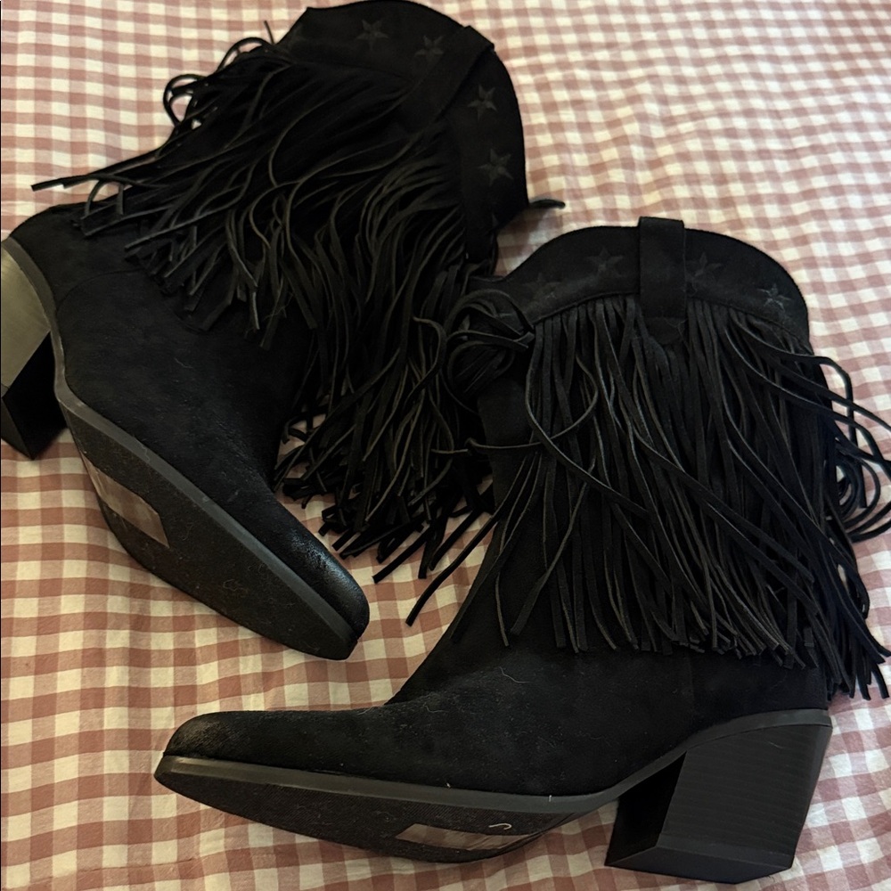 Pierre Dumas Black Suede Cowgirl Boot NEW